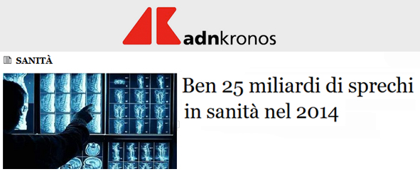 Ben 25 miliardi di sprechi in sanit&#224; nel 2014